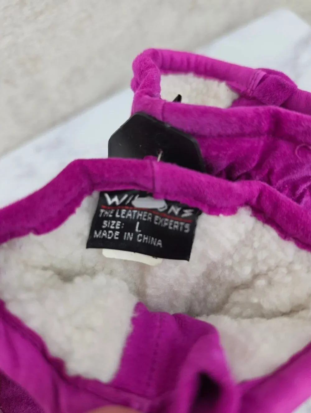 Wilsons Leather Fuchsia Pink Suede Winter Gloves Faux Sherpa Lining